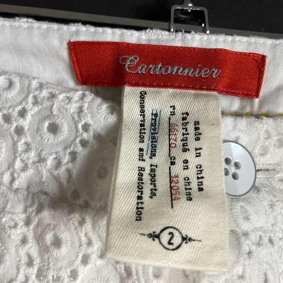 Anthropologie Cartonnier White Cropped Pants Size 2 - Picture 3 of 5